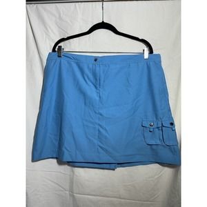 Izod Golf Skort‎ Skirt Light Blue Golf Ball/Tee Bag Pockets Size 16 EUC K8